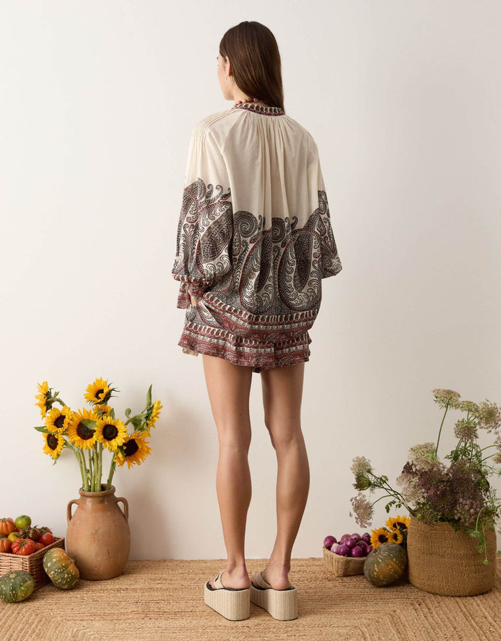 Boteh Cassia swing blouse madder — back view