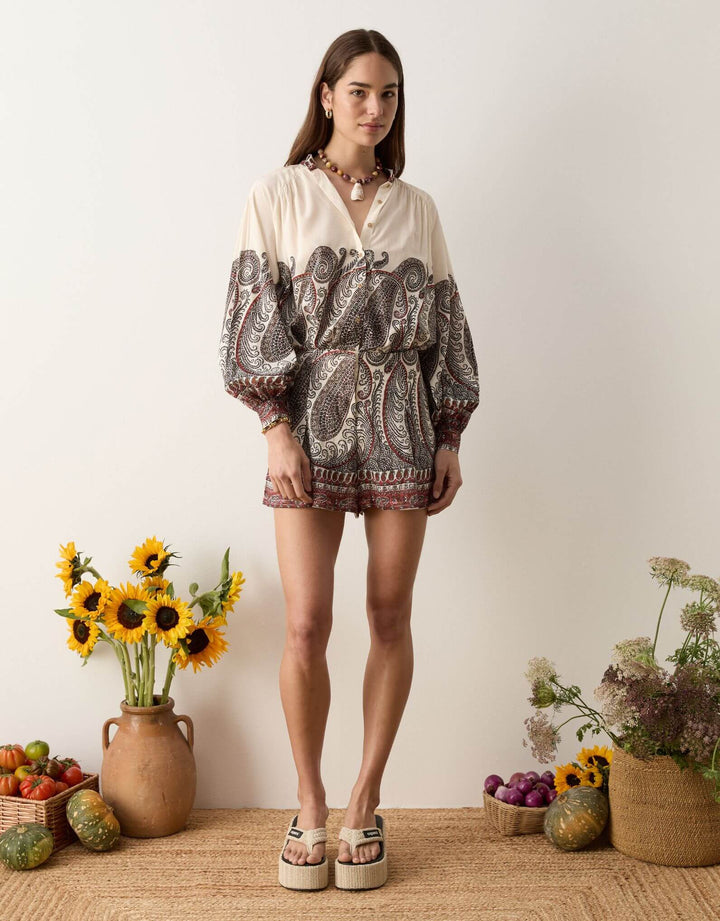 Boteh Cassia swing blouse madder — alternate front view