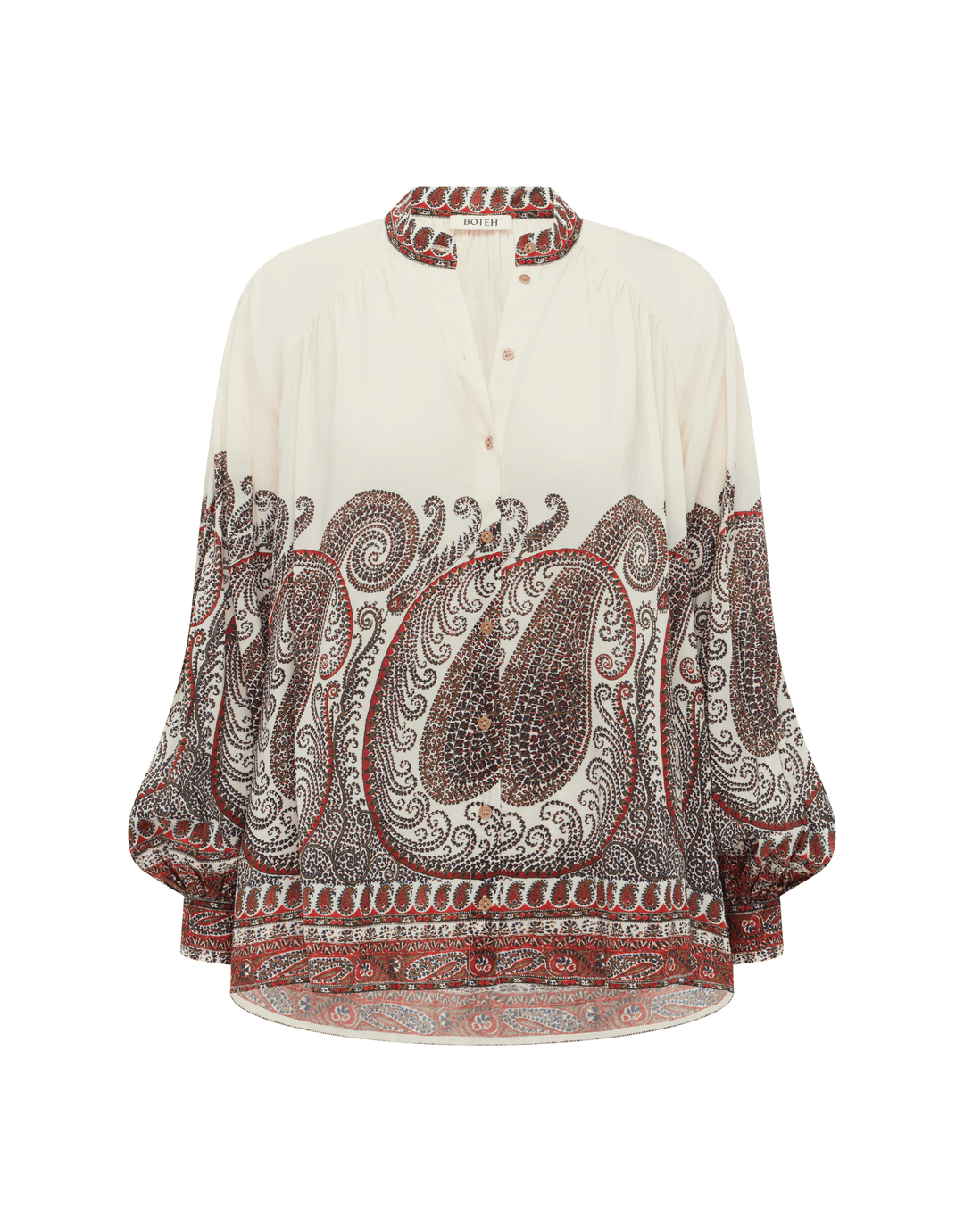 Boteh Cassia swing blouse madder — flat lay product view