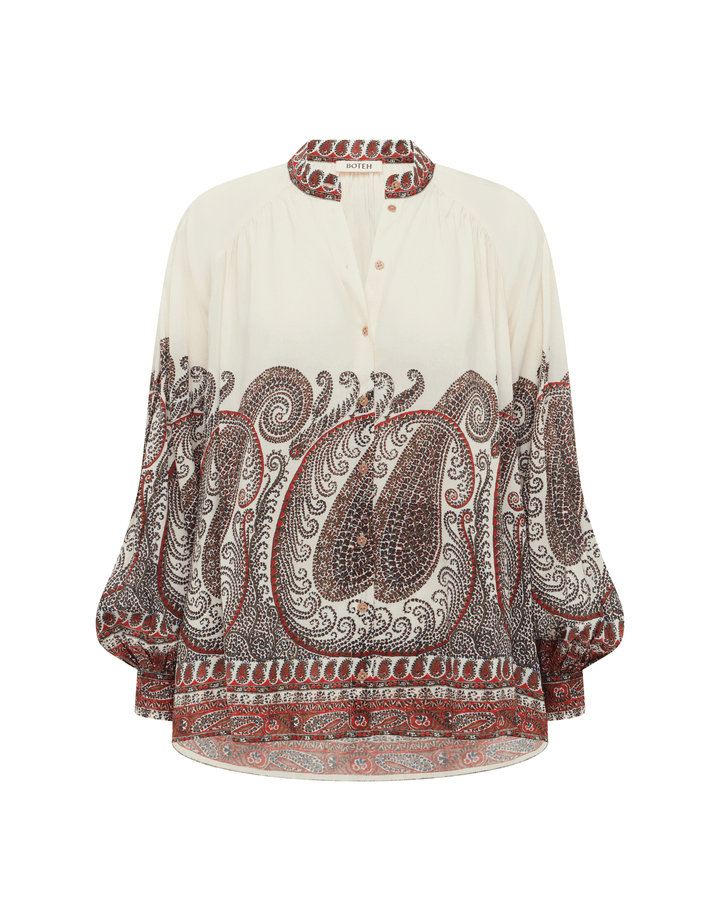 Boteh Cassia swing blouse madder — flat lay product view