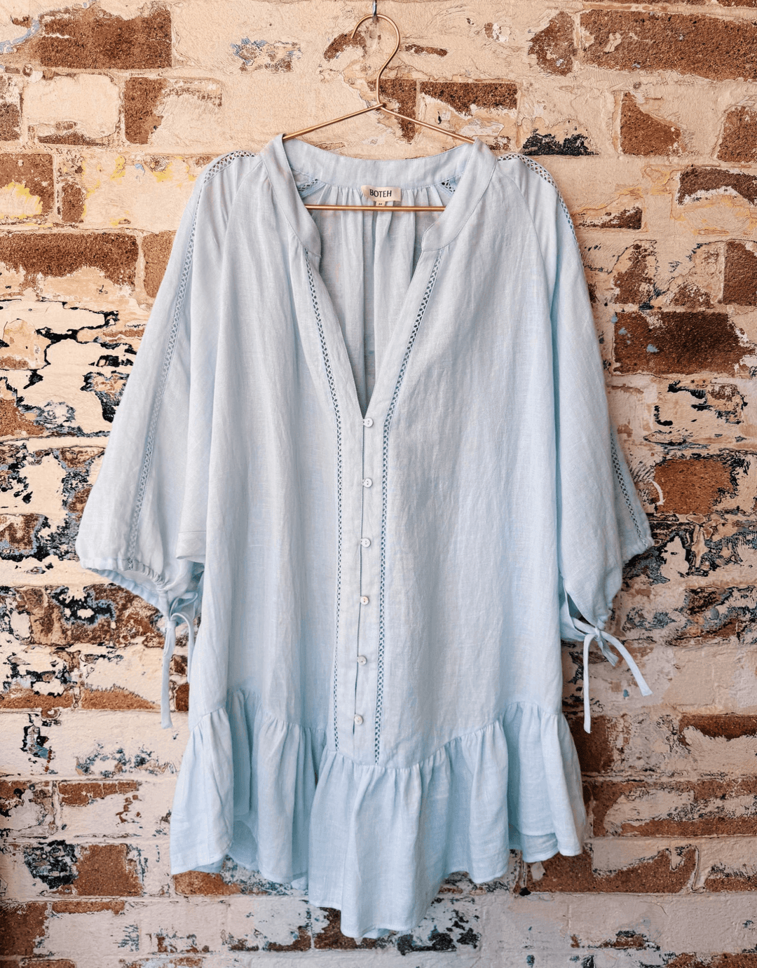 Boteh La Ponche Frill Dress Sky — product flat lay