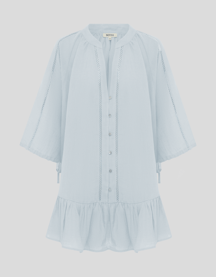 Boteh La Ponche Frill Dress Sky — relaxed fit back detail