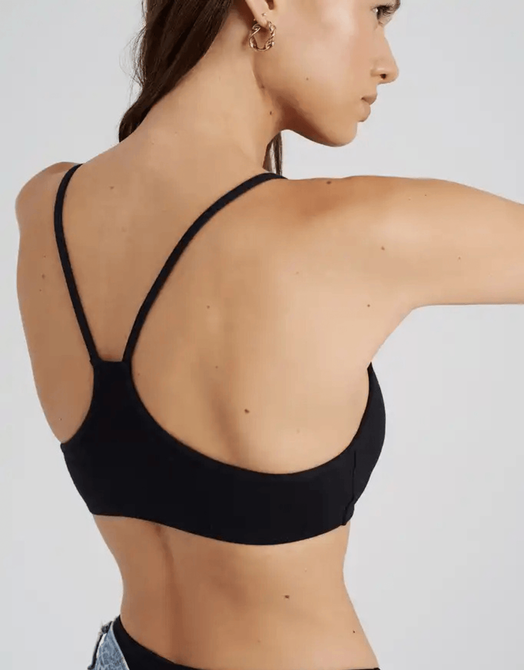 Essentials for Zula Franca Bralette Black — back view showing strap design
