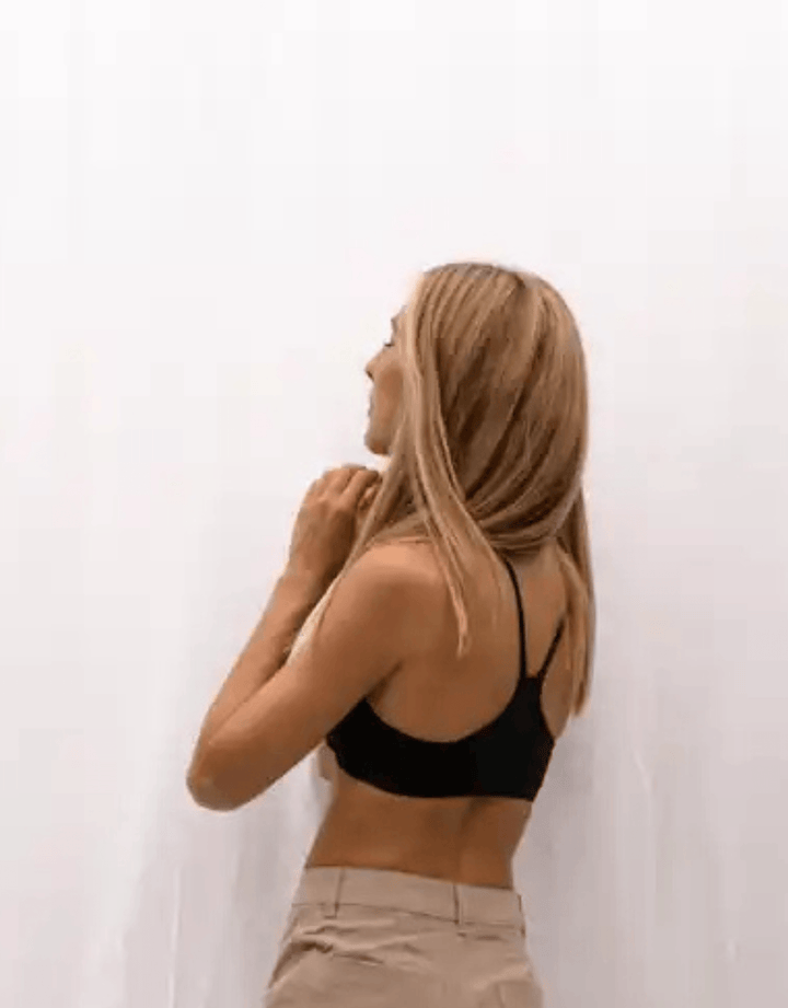 Essentials for Zula Franca Bralette Black — studio back view detail
