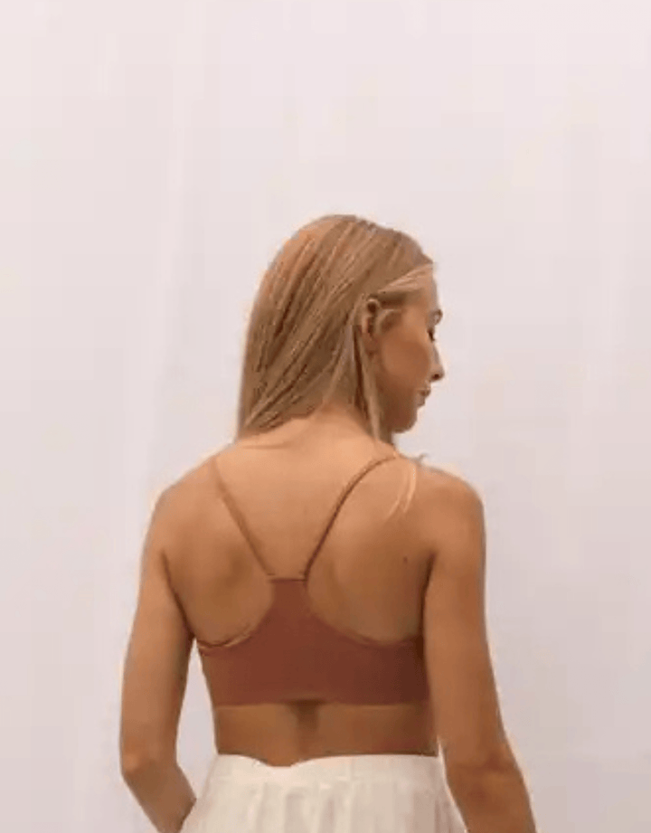 Essentials for Zula Franca Bralette copper — lifestyle back view