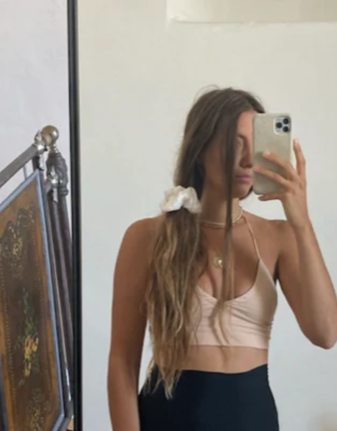 Essentials for Zula Octavia Bralette Ecru — mirror selfie lifestyle pose