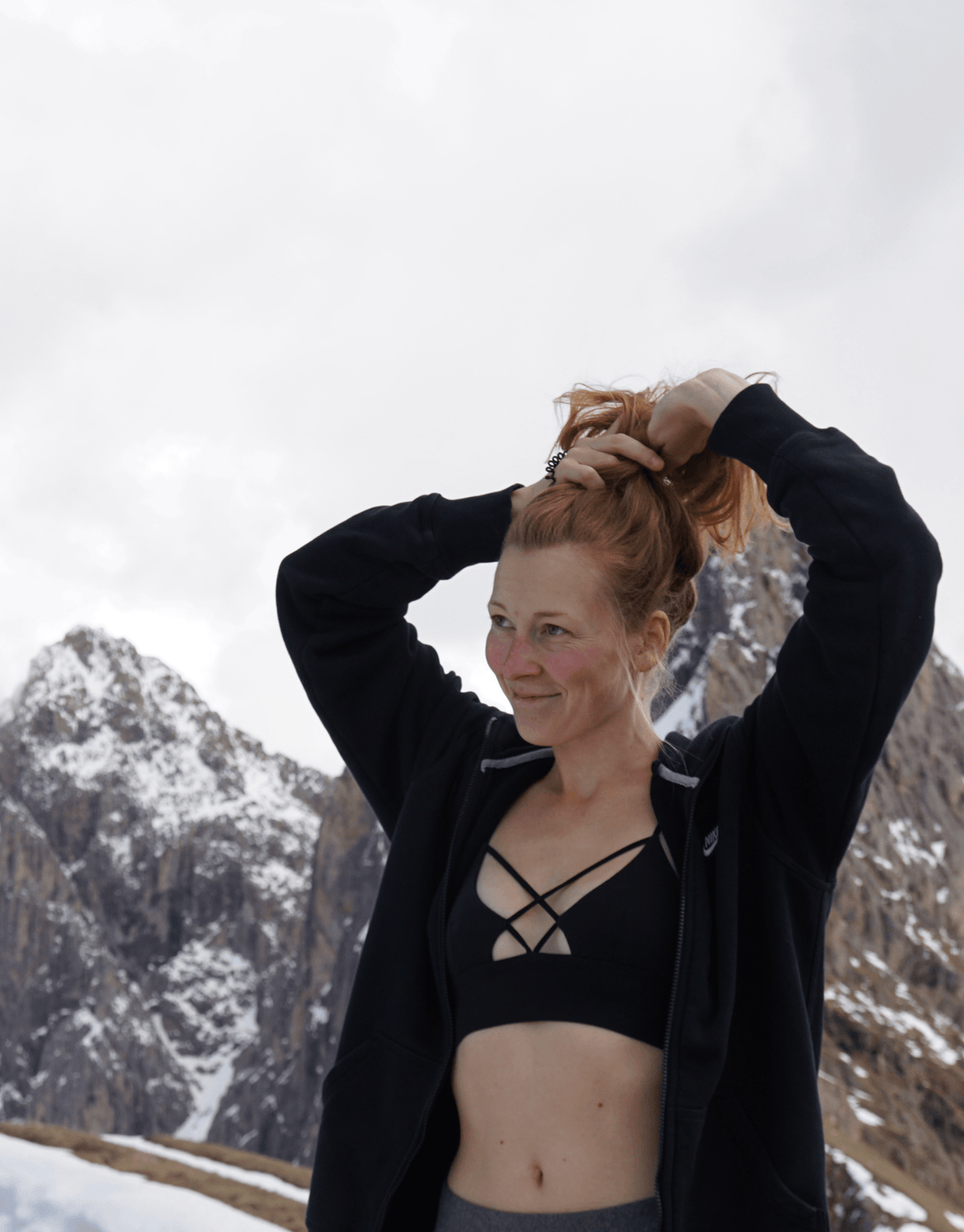 Essentials for Zula Olympia Bralette Black — outdoor mountain lifestyle portrait