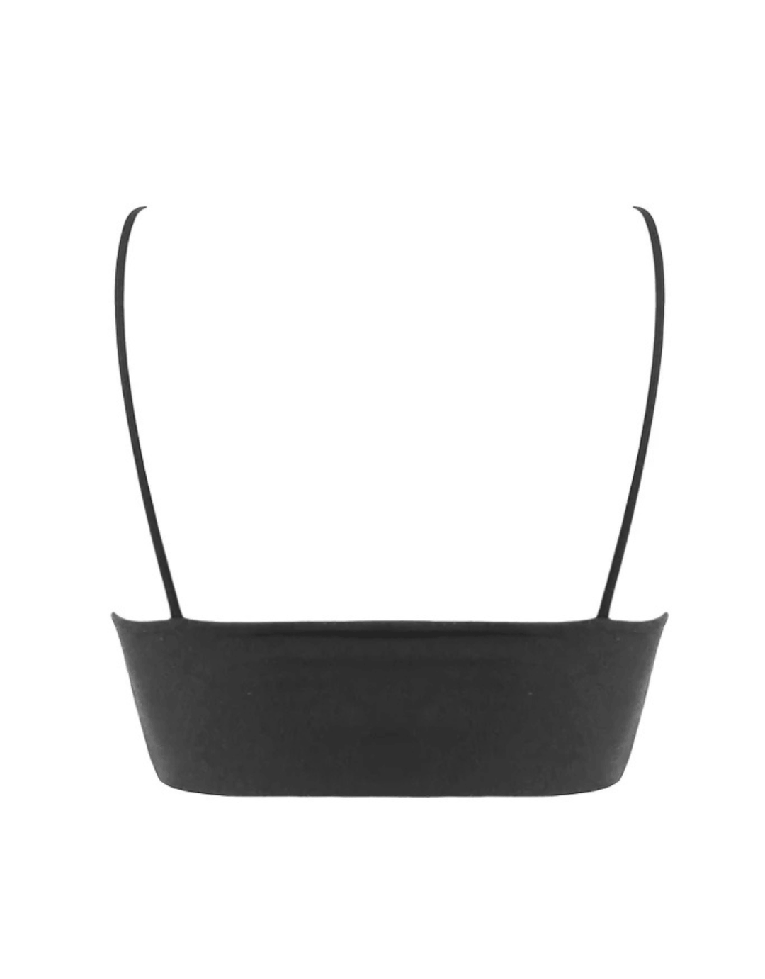 Essentials for Zula Olympia Bralette Black — minimal flat lay back view detail