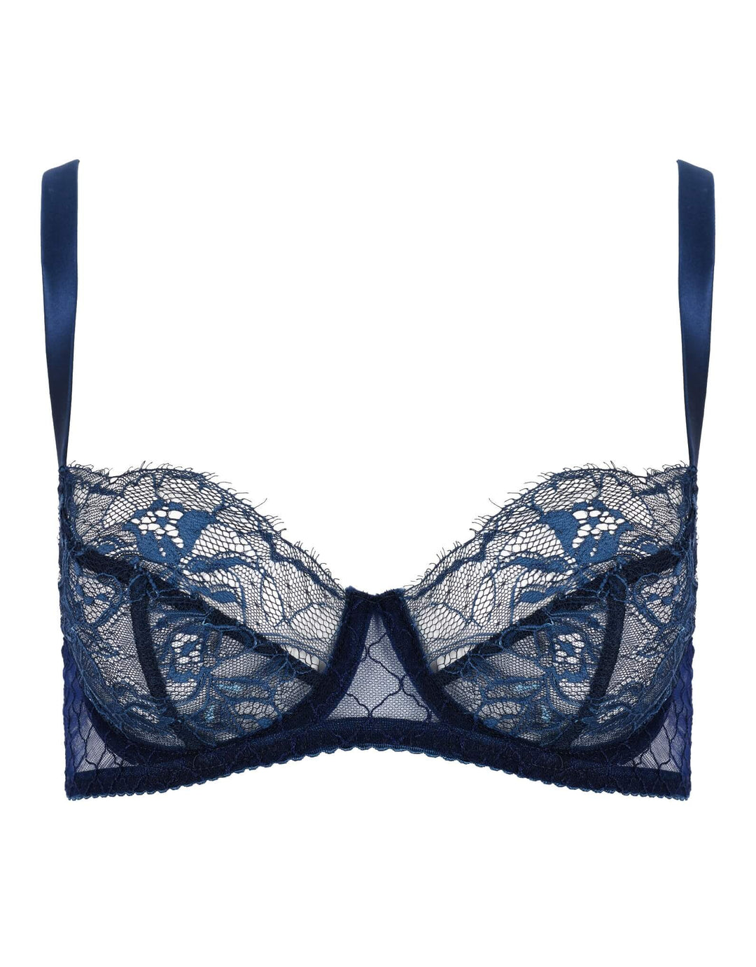Fleur of England Bea Blue Lace Balcony Bra blue — product front view