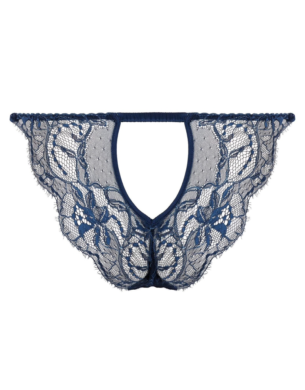 Fleur of England Bea Blue Lace Ouvert Brief — product detail view