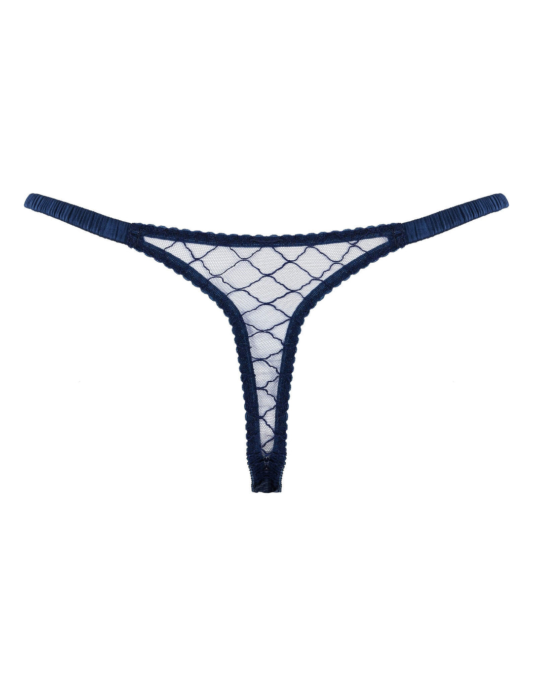 Fleur of England Bea Blue Lace Strap Thong — product back view
