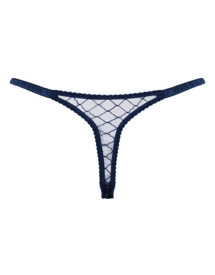 Fleur of England Bea Blue Lace Strap Thong — product back view