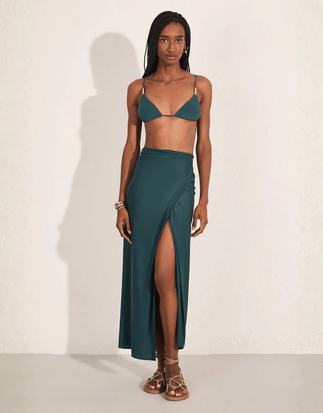 Lenny Niemeyer Knot Sarong Pacific Green — styled front view