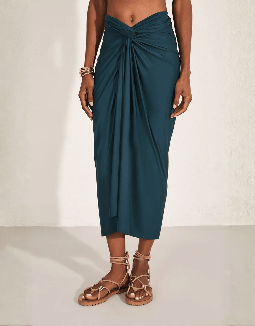 Lenny Niemeyer Knot Sarong Pacific Green — full-length front view