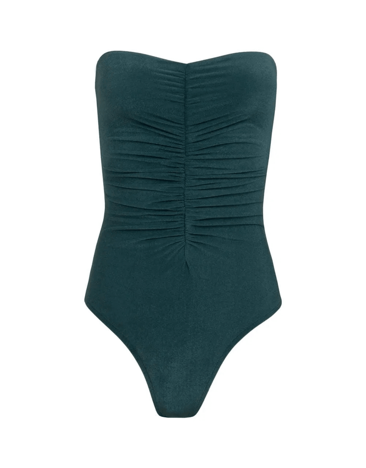 Lenny Niemeyer Textured Bandeau One Piece Pacific Green — product flat lay