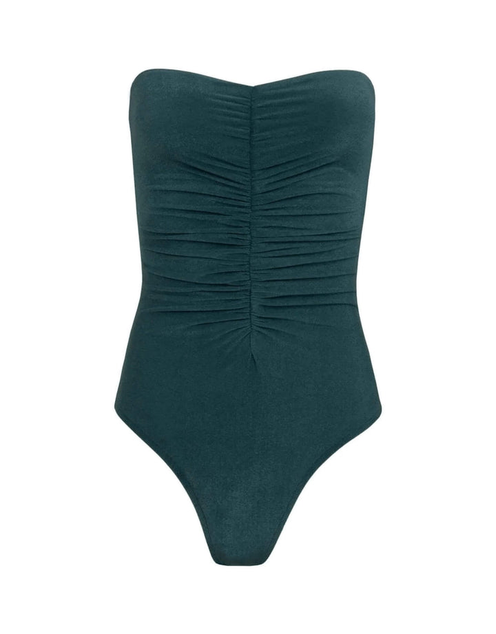 Lenny Niemeyer Textured Bandeau One Piece Pacific Green —  profile view
