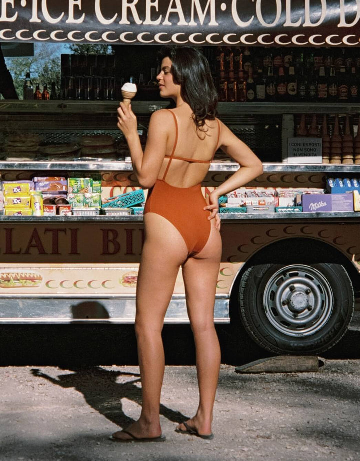 Lido Tre One Piece Swimsuit in Terracotta