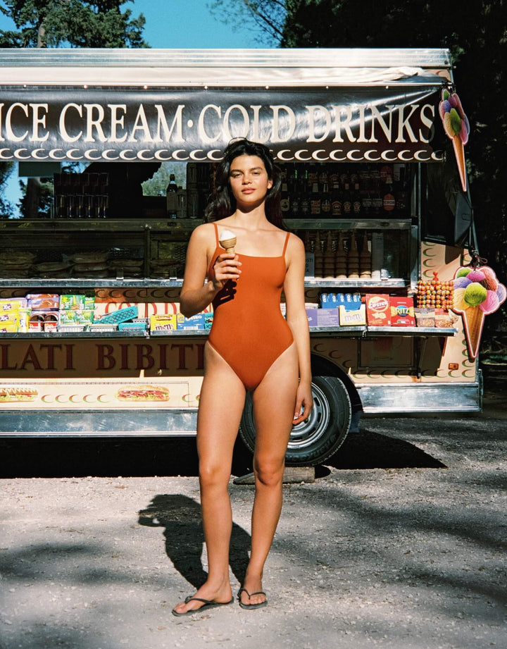 Lido Tre One Piece Swimsuit in Terracotta