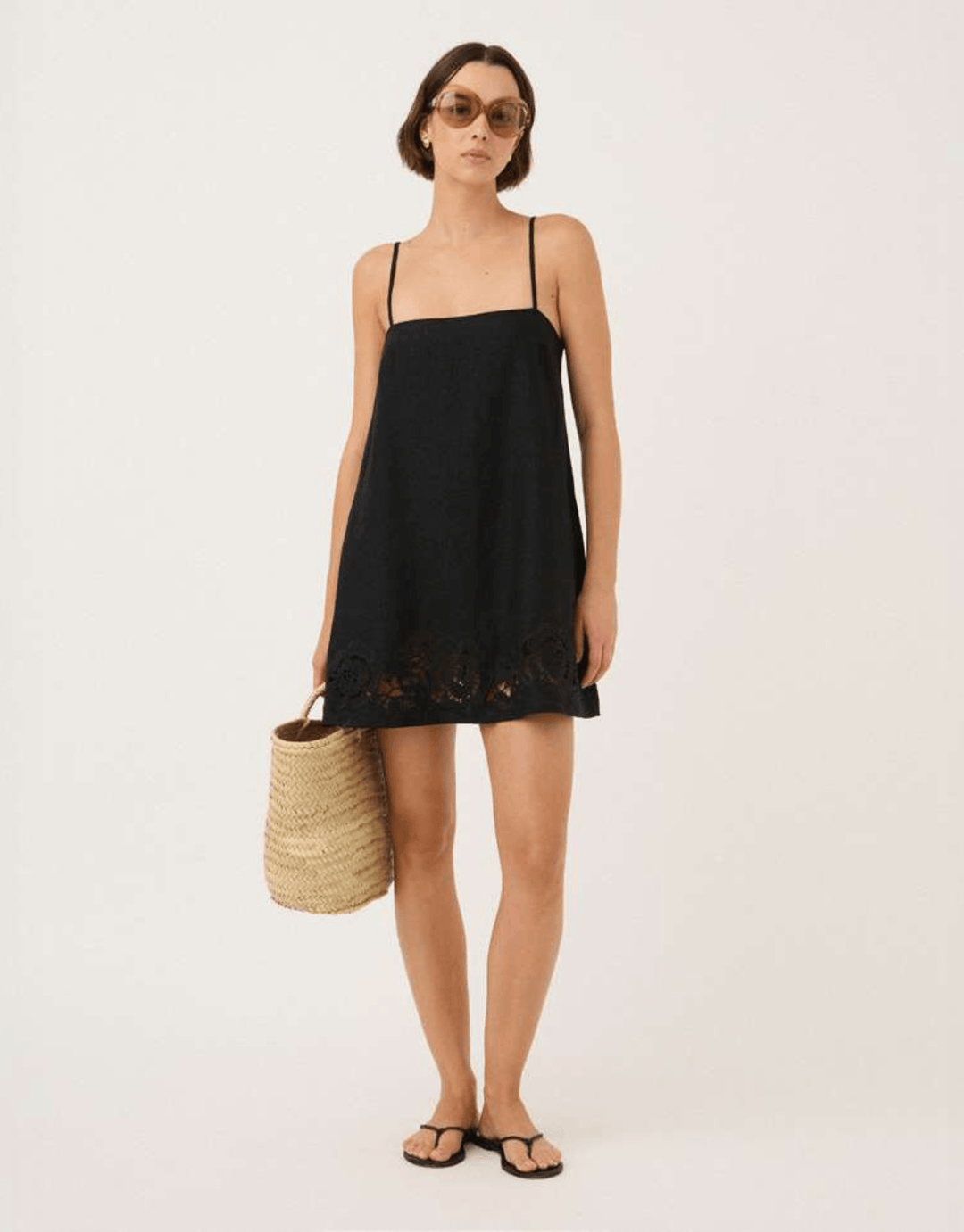 Peony Holiday Mini Dress black — front view
