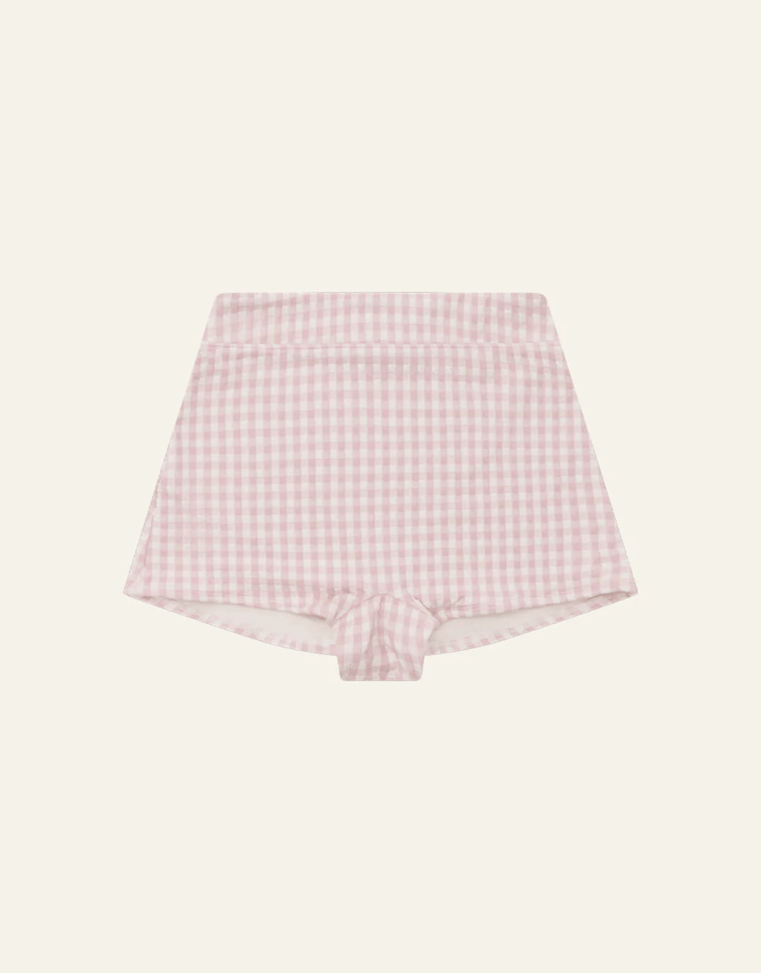 Peony Quintessential Short blush gingham — product flat lay