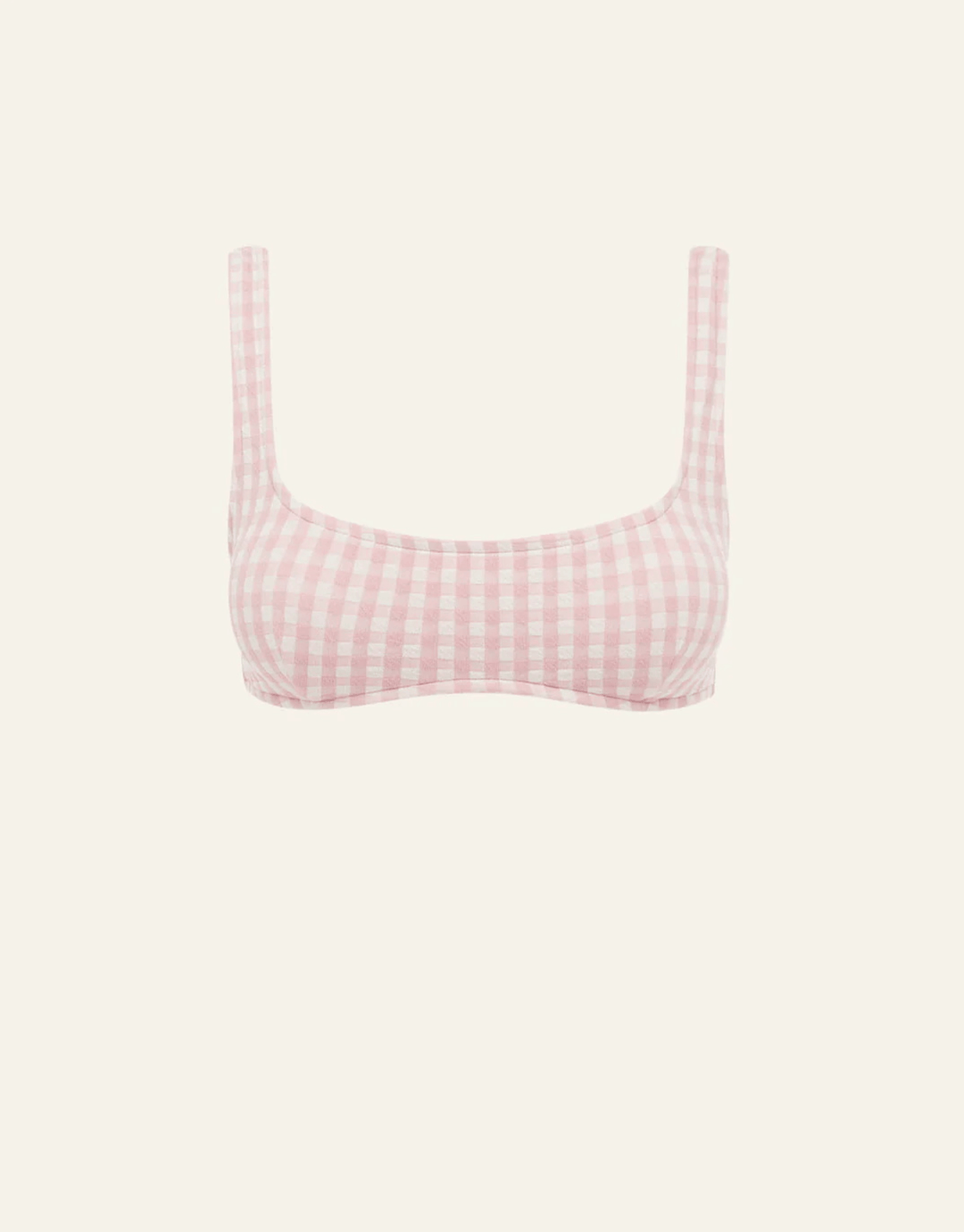 Peony Square Neck Crop blush gingham — fabric detail view