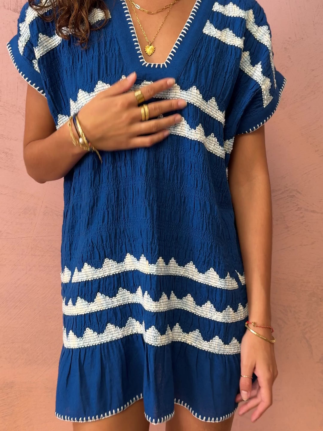 BOTEH Hera Tunic Mini Dress Cover-Up in Zaffre Blue