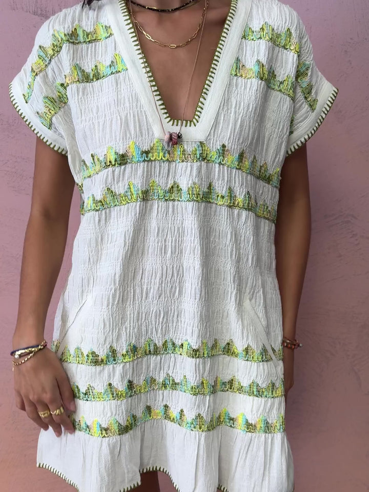 Boteh Hera Tunic Mini Dress in Coconut