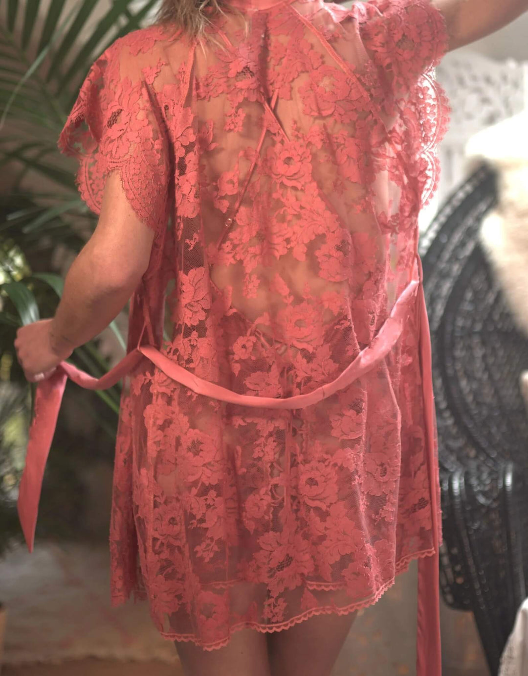 Shell Belle Couture Clementine Lace Kimono Orange Blossom - Luxury Lingerie