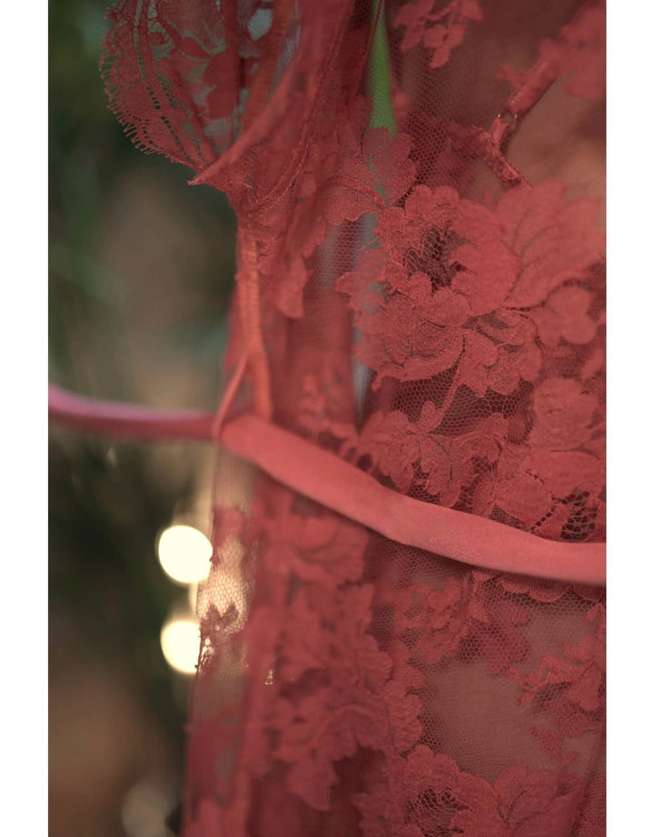 Shell Belle Couture Clementine Lace Kimono Orange Blossom - Luxury Lingerie