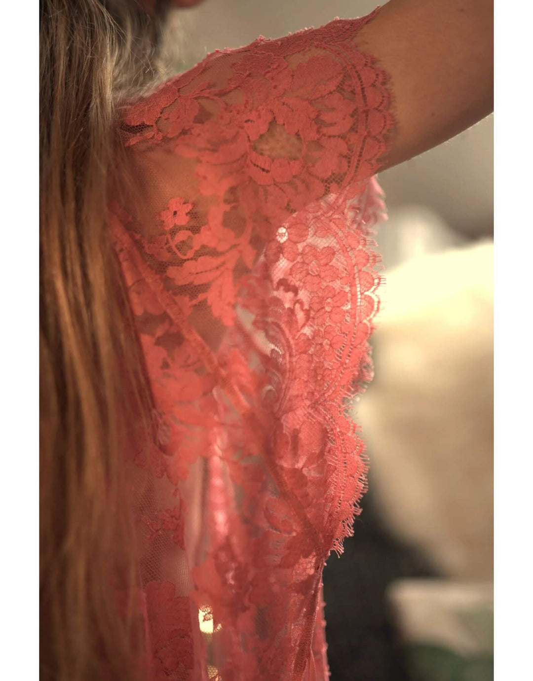 Shell Belle Couture Clementine Lace Kimono Orange Blossom - Luxury Lingerie