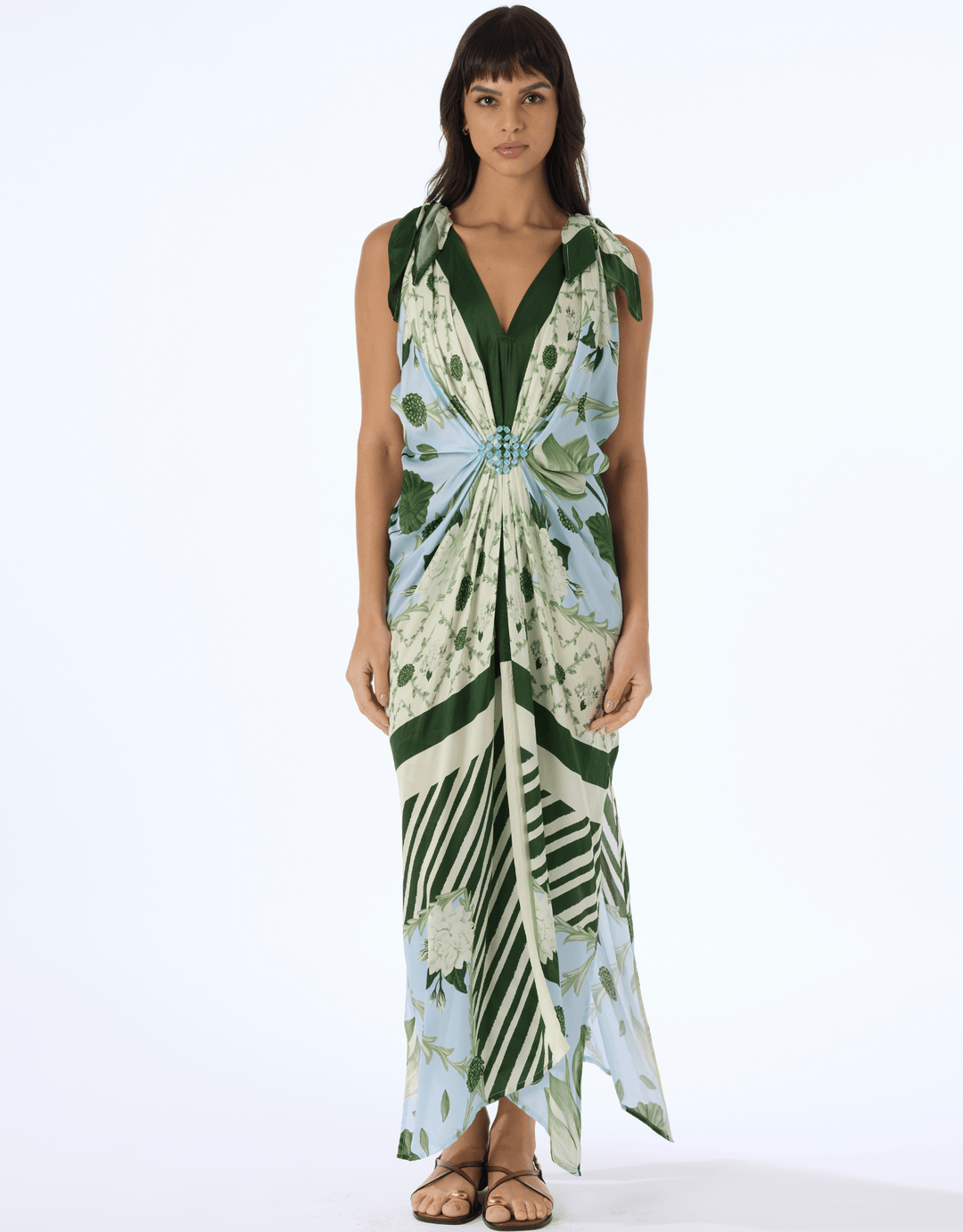 Verandah Hand Knotted Drape Gown — front view