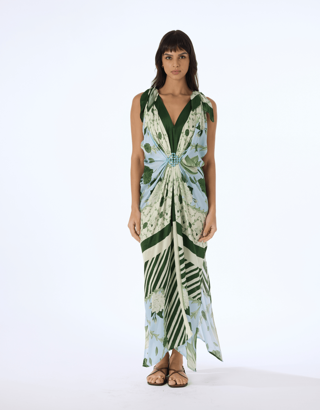 Verandah Hand Knotted Drape Gown — front view
