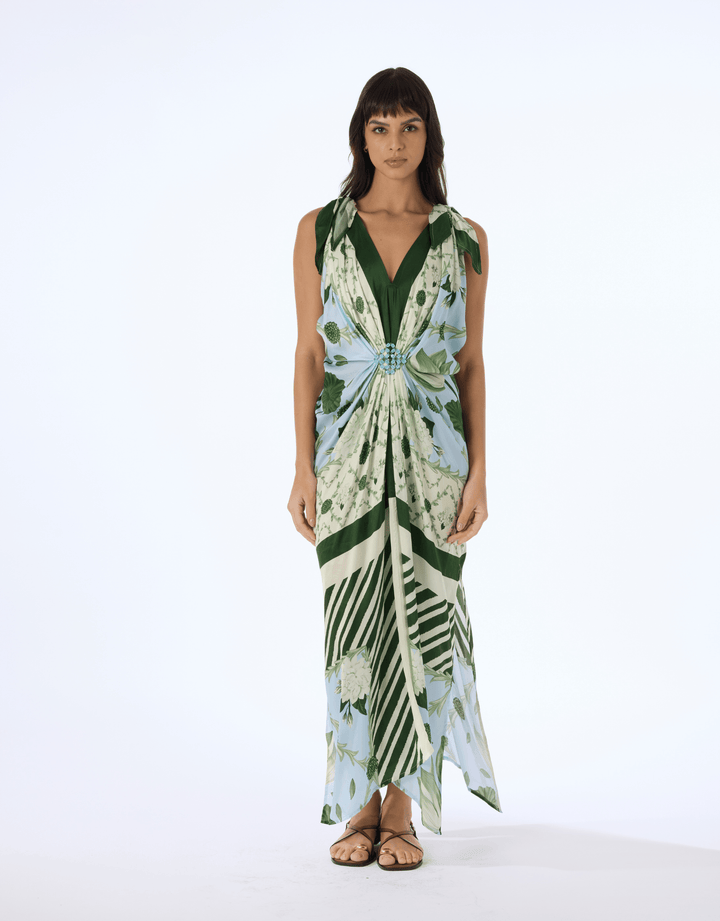 Verandah Hand Knotted Drape Gown — front view
