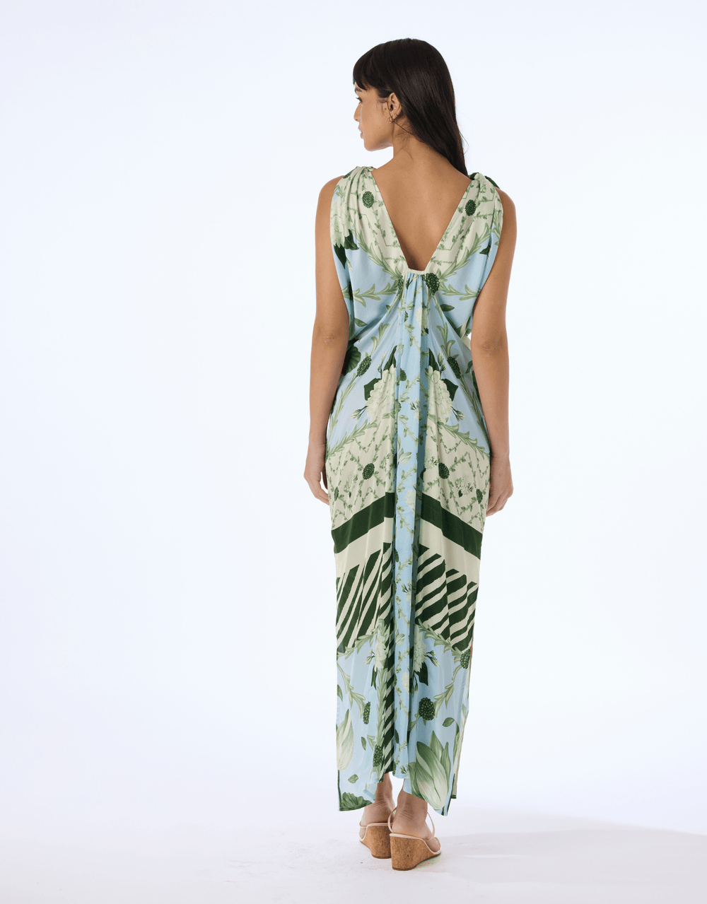 Verandah Hand Knotted Drape Gown — back view
