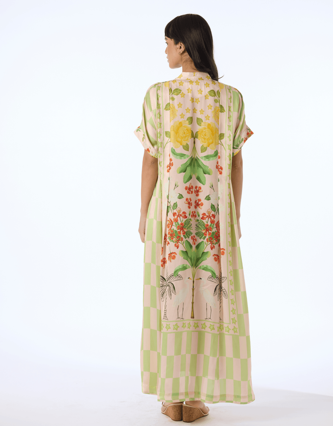 Verandah Hand Pleated Kaftan Dress — back view
