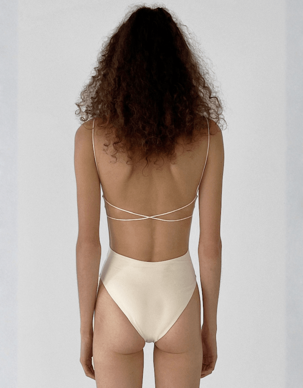 Ziah Fine Strap One Piece ecru — back view