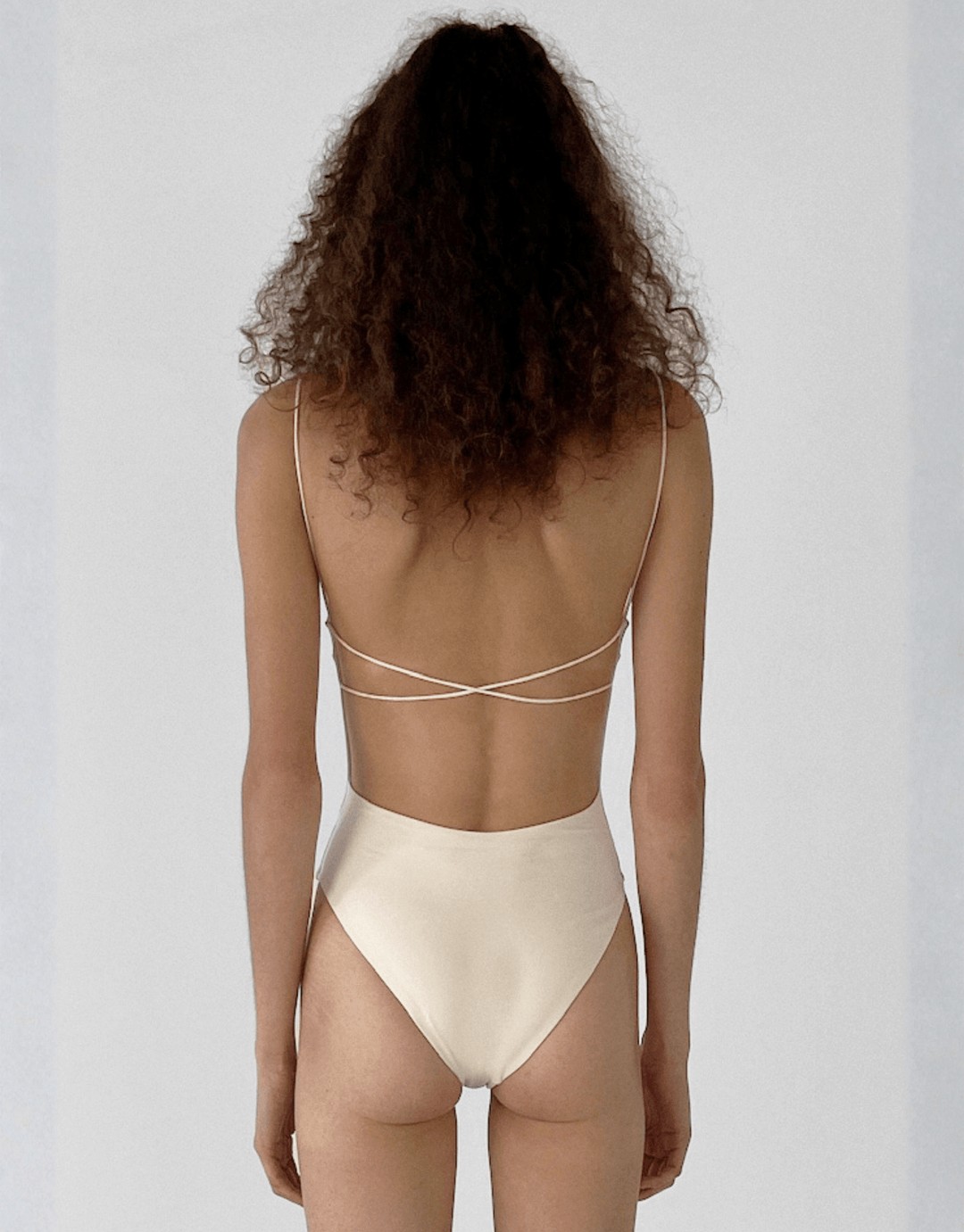 Ziah Fine Strap One Piece ecru — back view