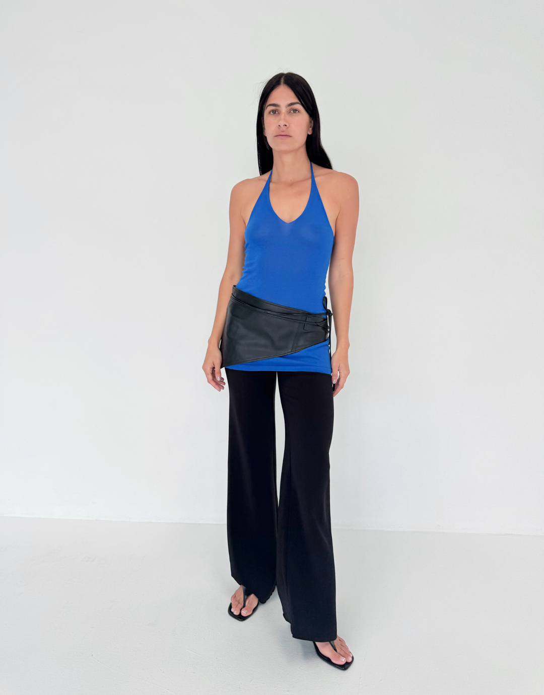 Ziah Sheer Knit Dress electric blue — front view