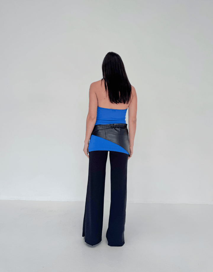 Ziah Sheer Knit Dress electric blue — back view