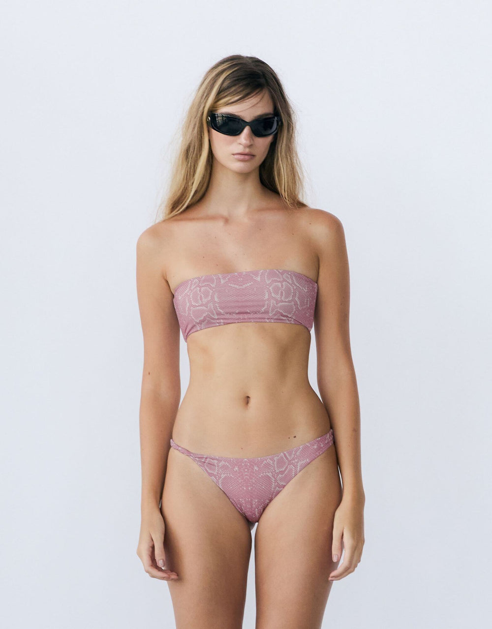 Ziah Twisted Bandeau Top mauve python — front view