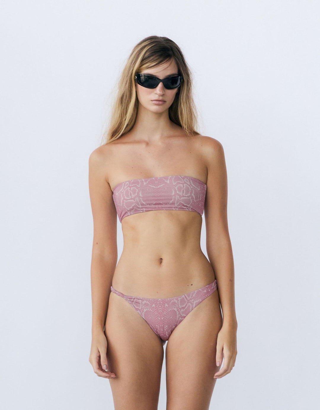 Ziah Twisted Bandeau Top mauve python — front view