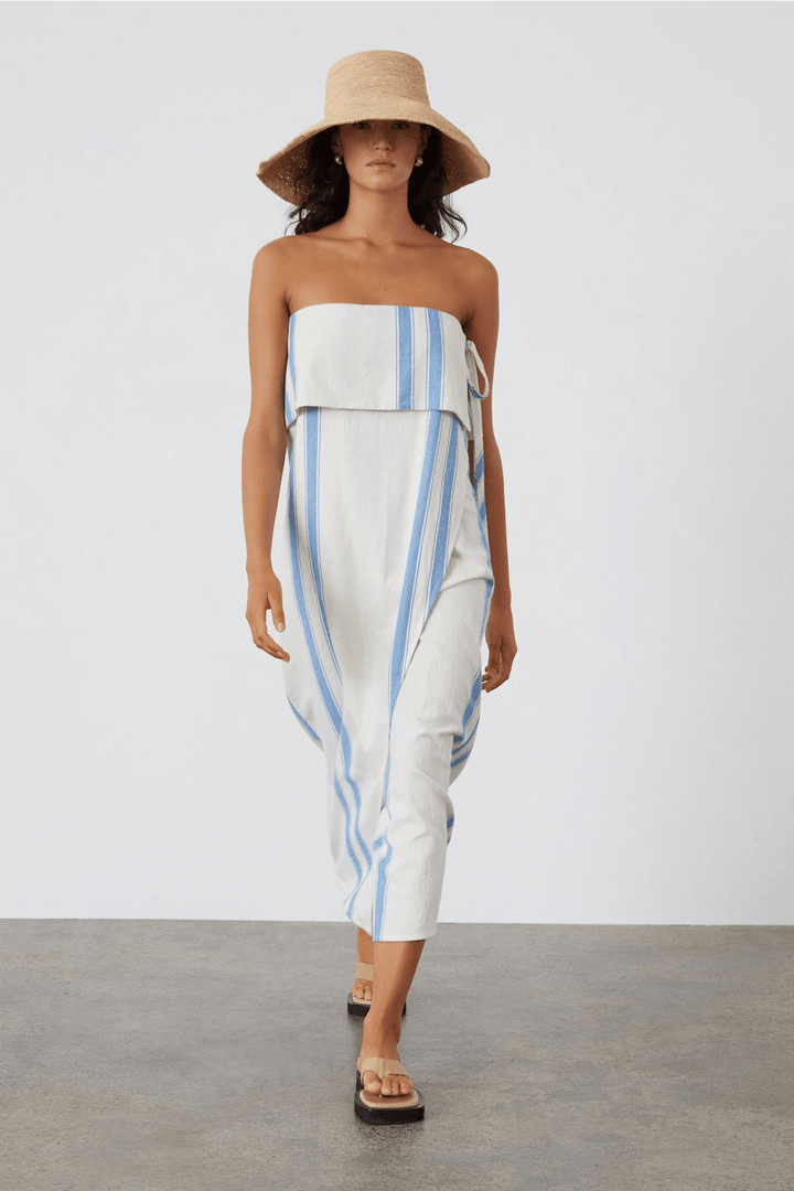 Zulu and Zephyr Marine Stripe Organic Cotton Blend Dress Resort wear