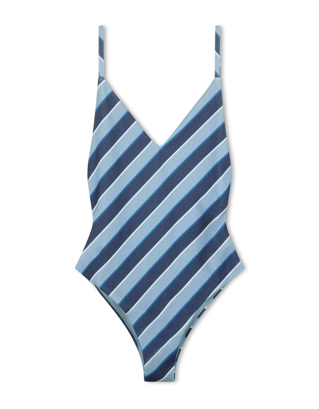 Zulu and Zephyr Horizon Stripe Textured One Piece Swimsuit - Blue