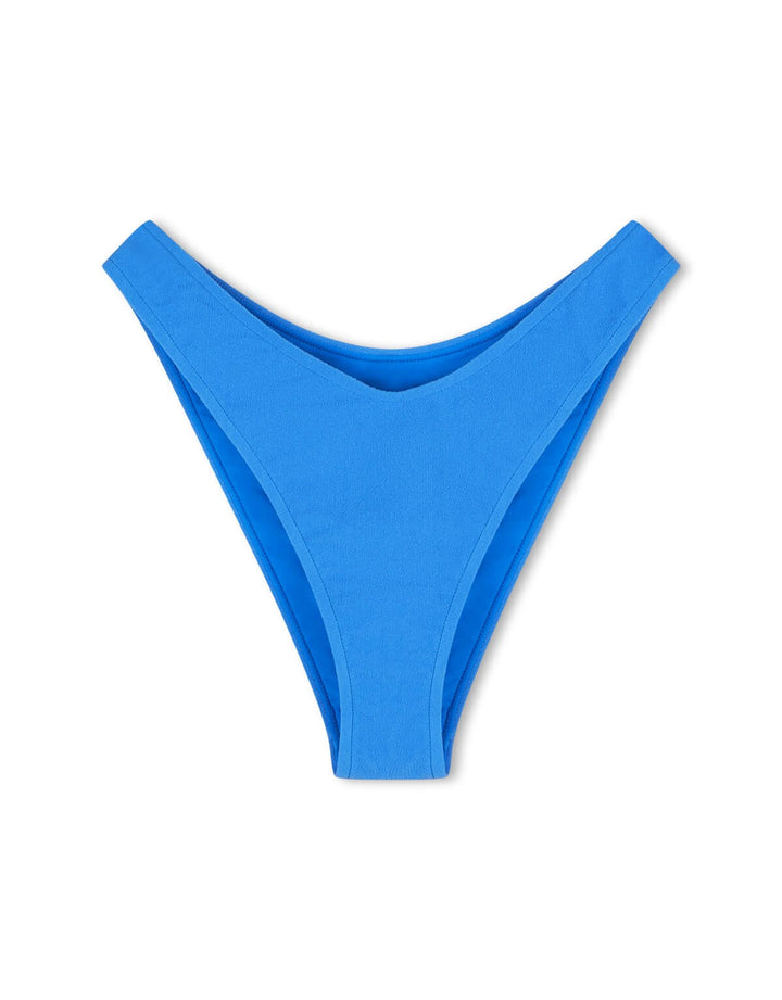 Zulu and Zephyr Ocean Blue Textured Curve Brief Bikini Bottom