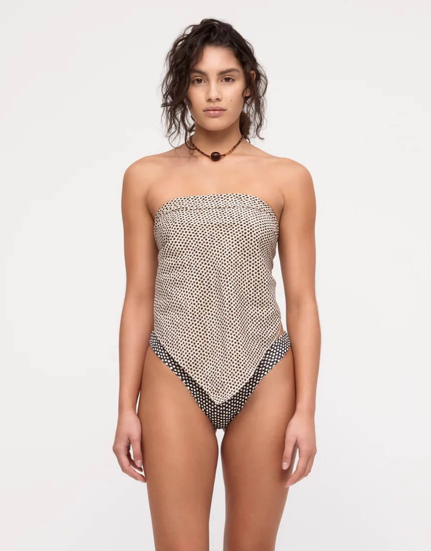 Zulu and Zephyr Reversible Curve Bikini Brief Natural Spot – charcoal dot