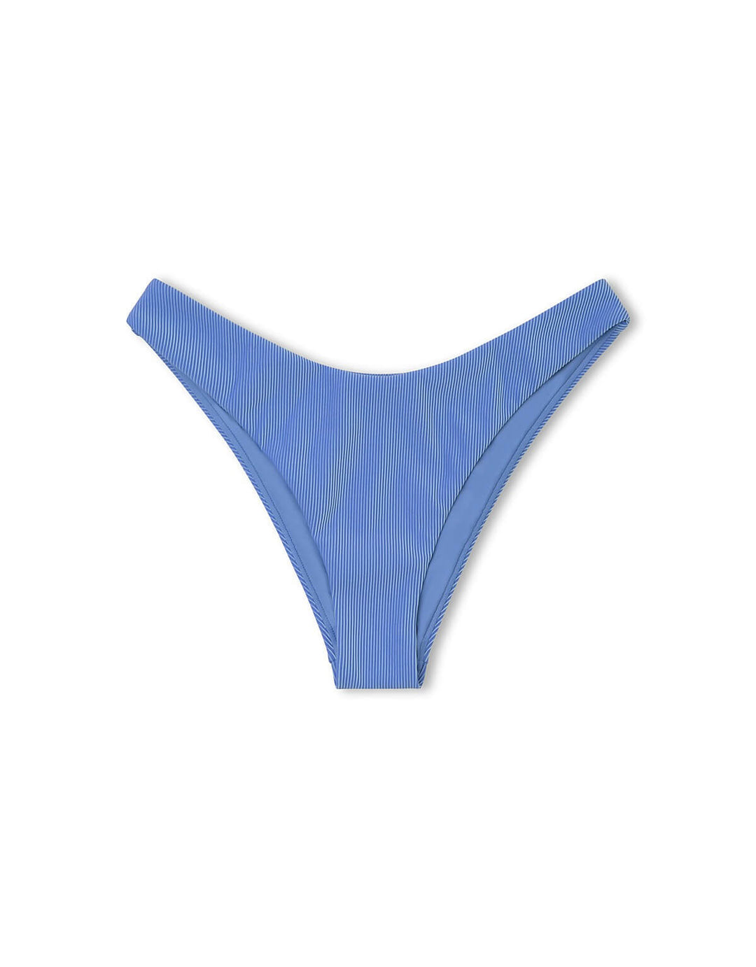 Zulu and Zephyr Sky Stripe Rib Curve Bikini Bottom - Blue
