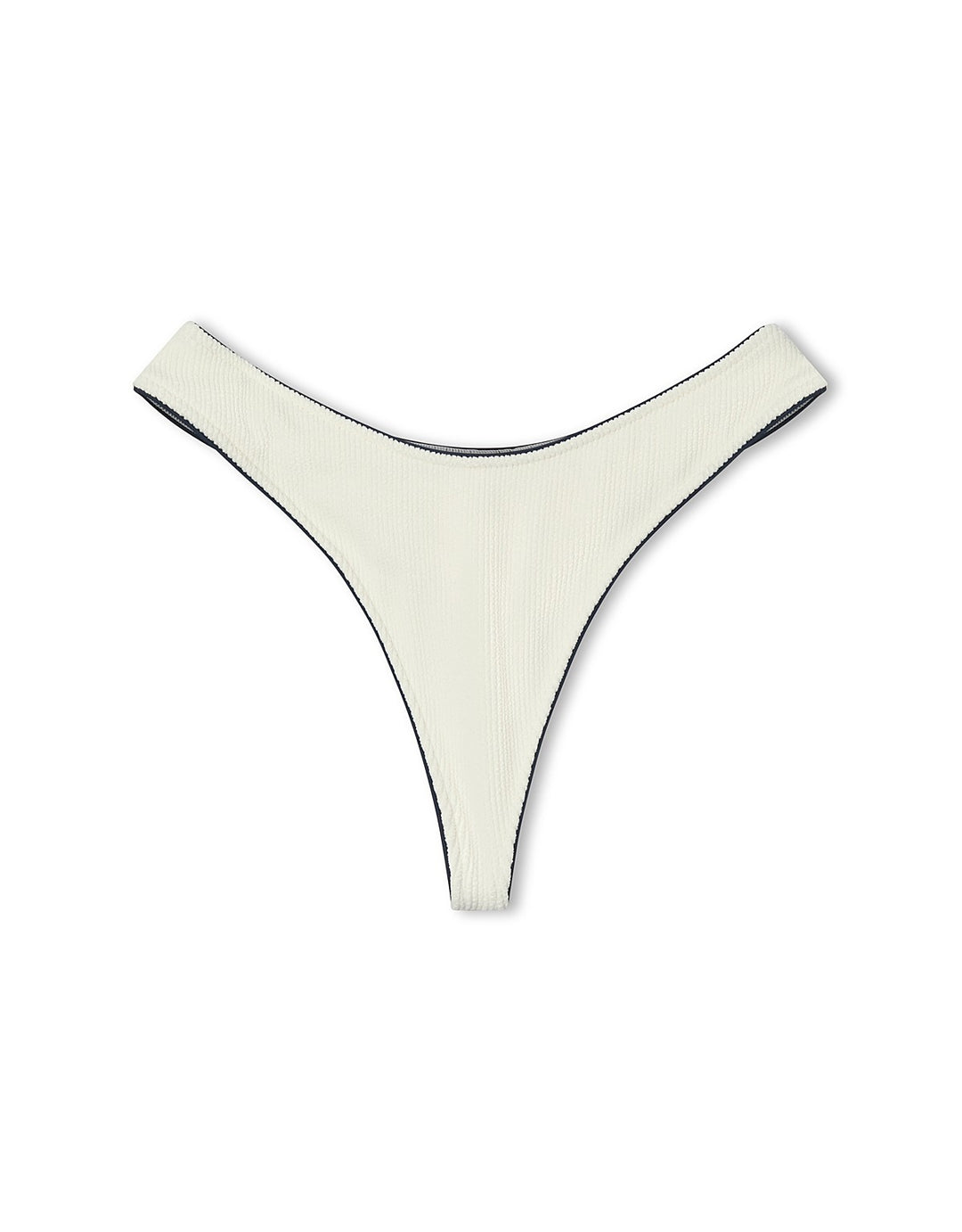 Zulu and Zephyr, Milk Textured Curve Thong Bikini Bottom, White