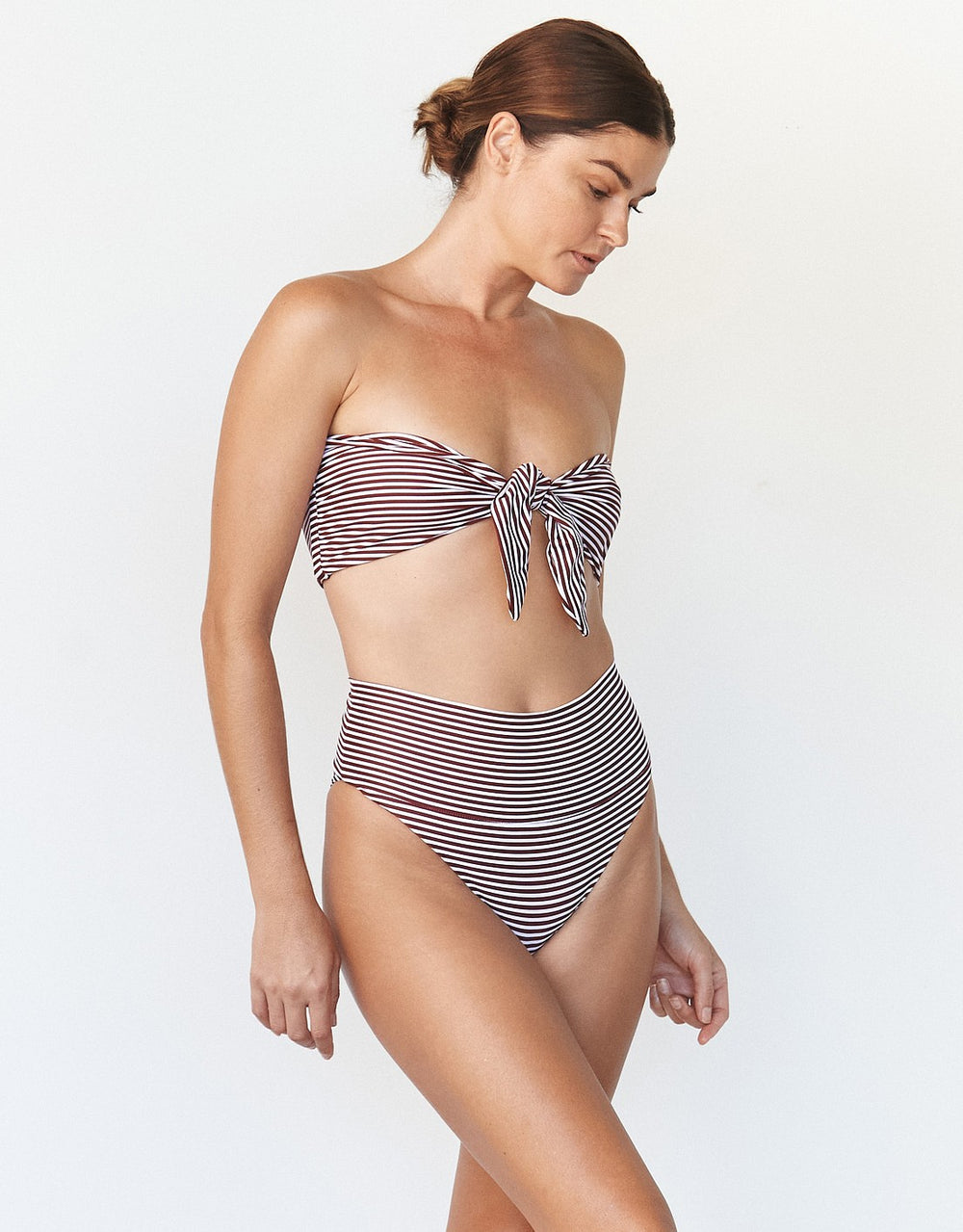 Acacia Swimwear Echo High Waist Bikini Bottom Carolina Stripe
