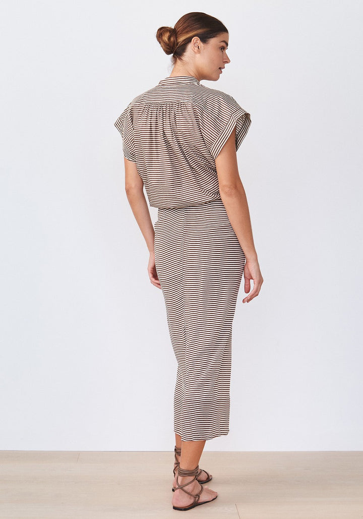 Acacia Rumi Stretch Silk Skirt in Brooklyn Stripe