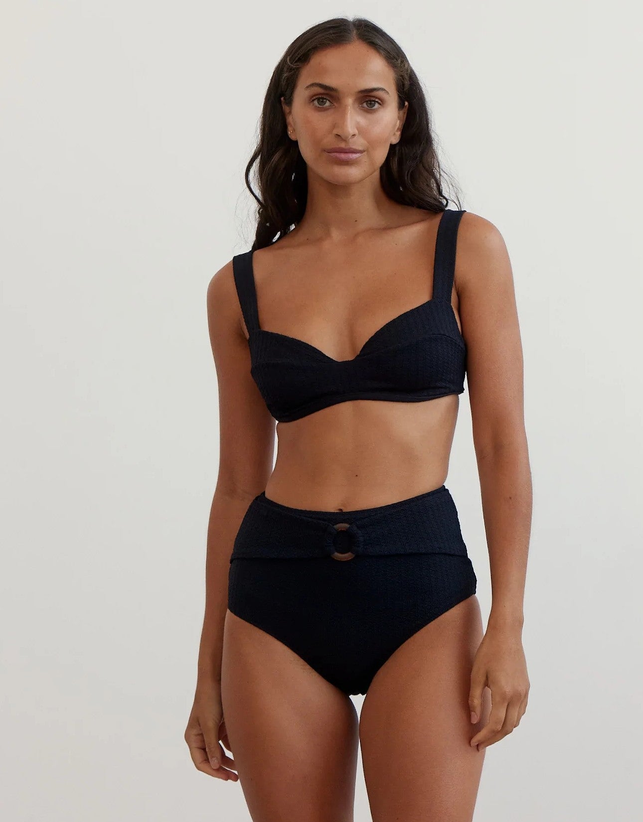 RA Pania High Waist Bikini Bottom with Belt Black